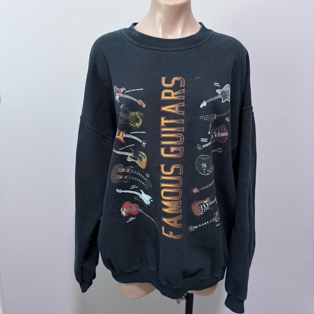 Covington Famous Guitars Black Crewneck Sweatshirt Unisex Van Halen Cobain